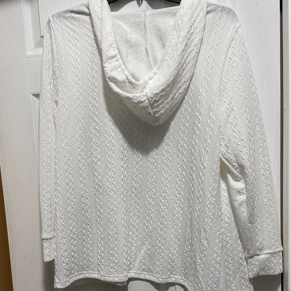 BloomChic White Knit Hooded  Cardigan - Picture 4 of 6